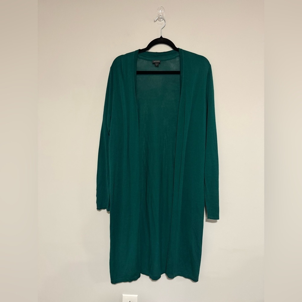 J. Jill Green Wearever Longline Open Front Cardigan Sweater Size Large Tall - Picture 2 of 8